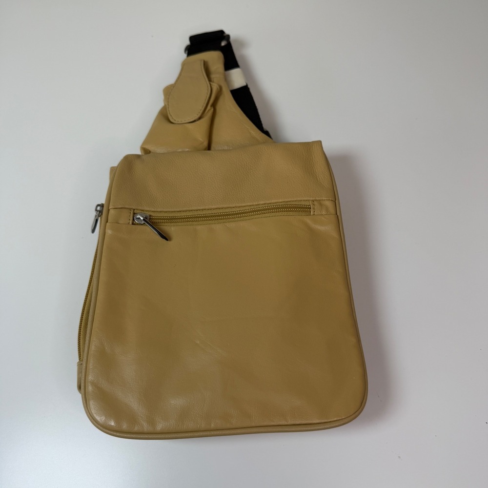 Travelon Sling Crossbody Leather Travel Bag Safety Utility Organized Sling